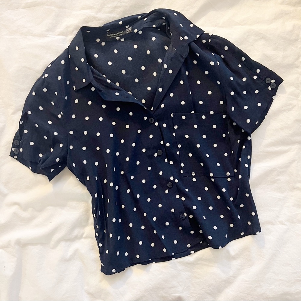 Cropped Polka Dotted Button Down - image 1